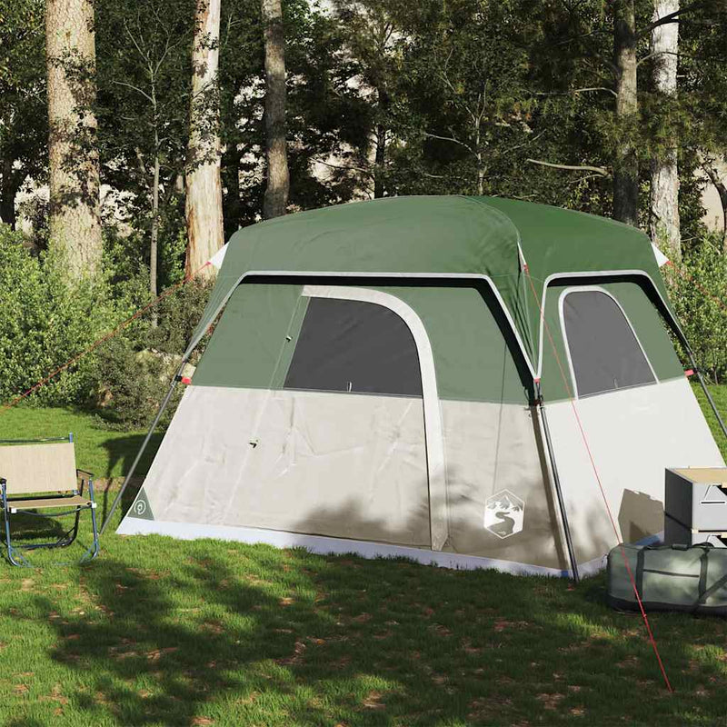 vidaXL Camping Tent Cabin 4-Person Green Waterproof