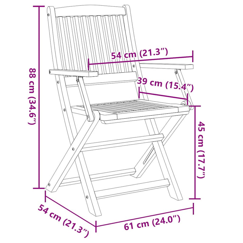 vidaXL Folding Chairs 4 pcs 54x61x88 cm Solid Wood Acacia