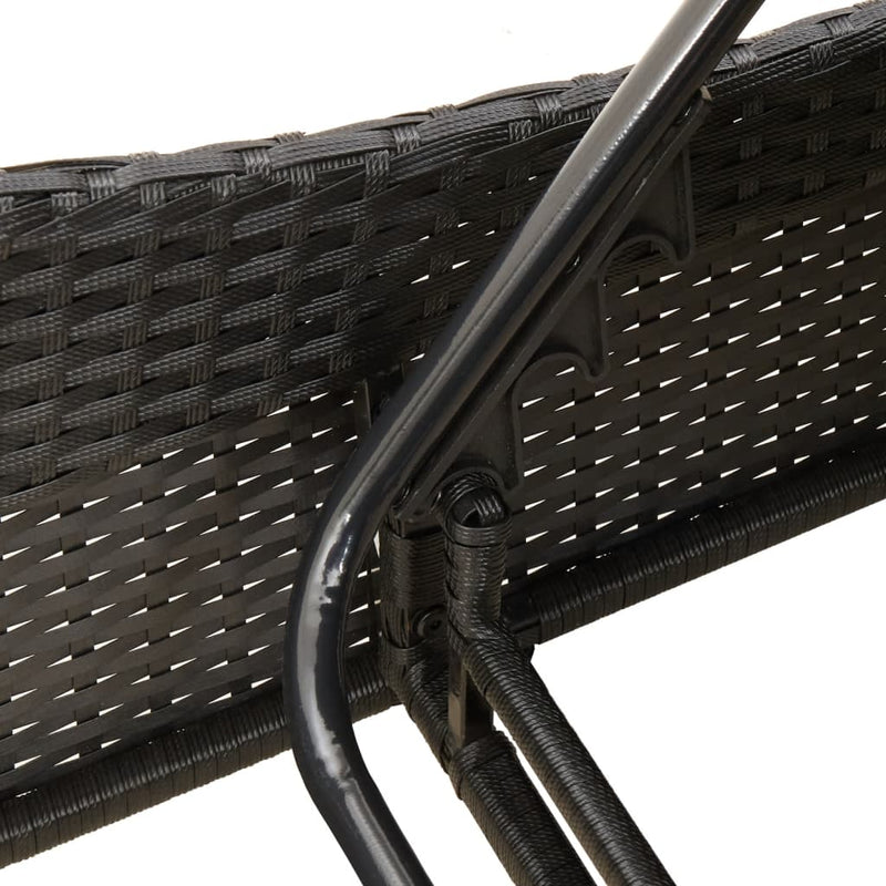 vidaXL Sun Lounger with Cushion Black 60x205x73 cm Poly Rattan