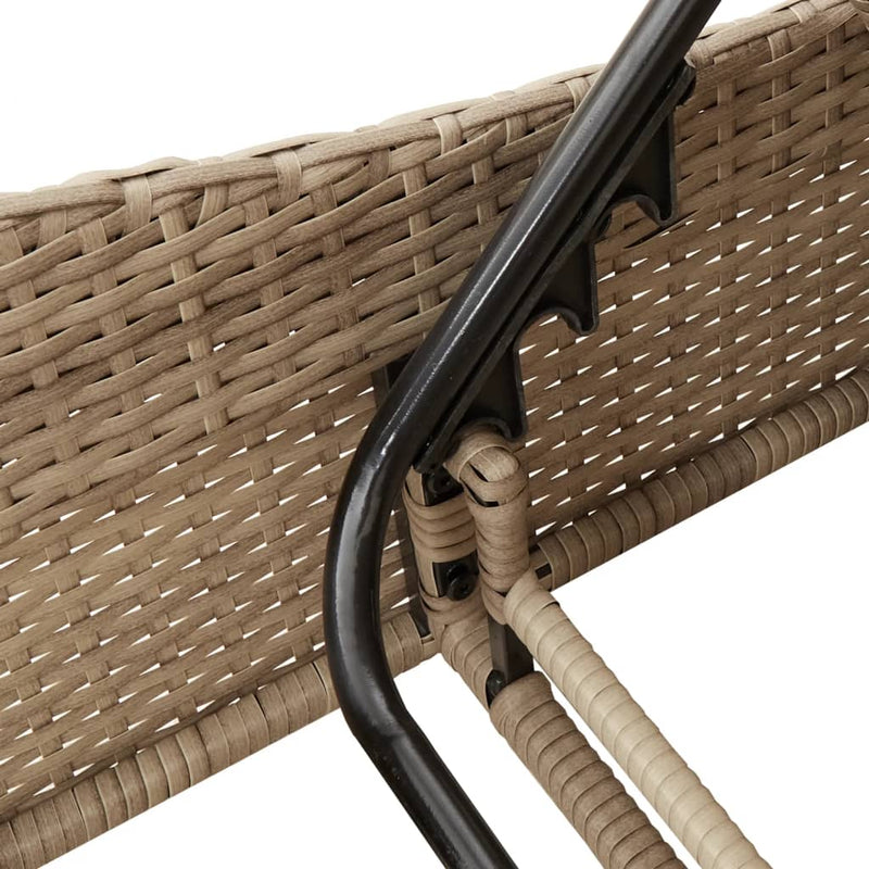 vidaXL Sun Lounger with Cushion Beige 60x205x73 cm Poly Rattan
