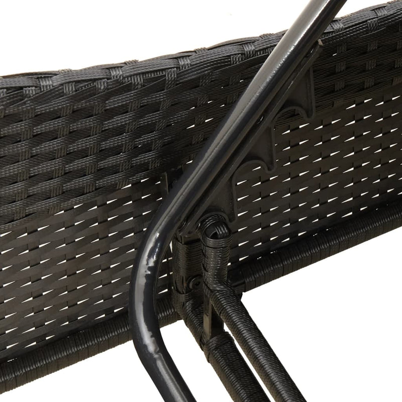 vidaXL Sun Lounger with Cushions Black 114x205x73 cm Poly Rattan