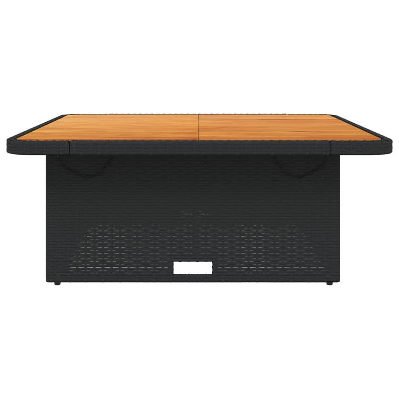 vidaXL Garden Table Black 110x110x71 cm Poly Rattan and Acacia Wood