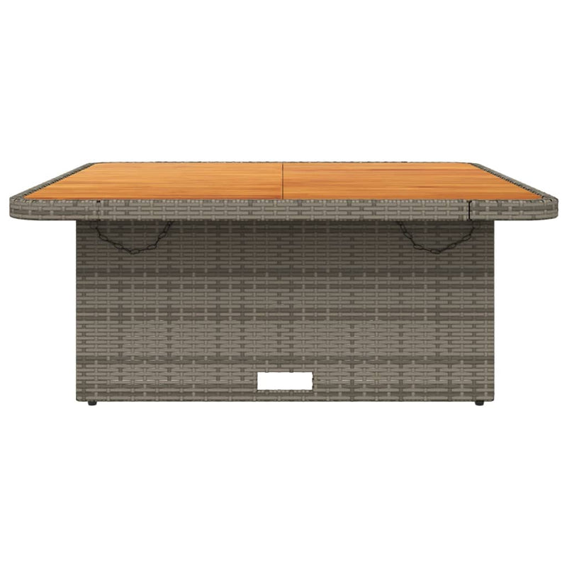 vidaXL Garden Table Grey 110x110x71 cm Poly Rattan and Acacia Wood
