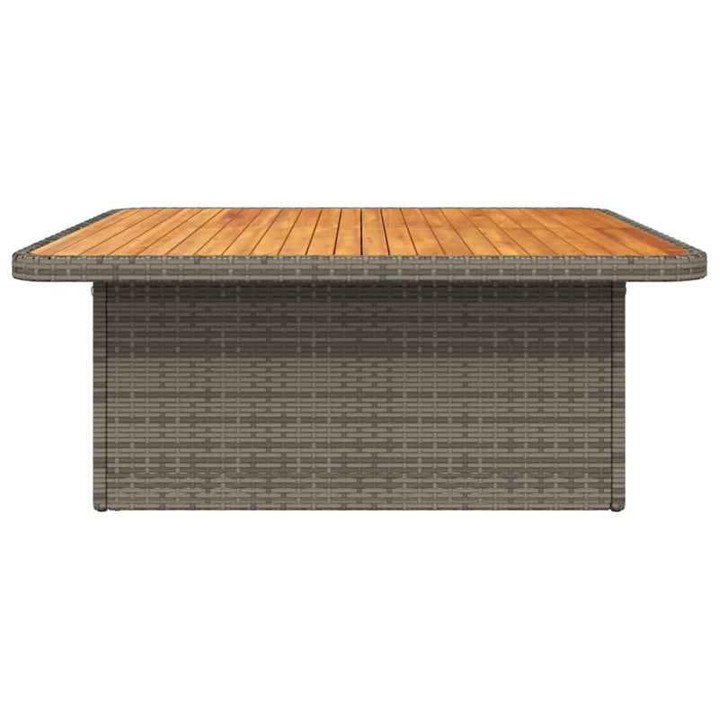 vidaXL Garden Table Grey 110x110x71 cm Poly Rattan and Acacia Wood
