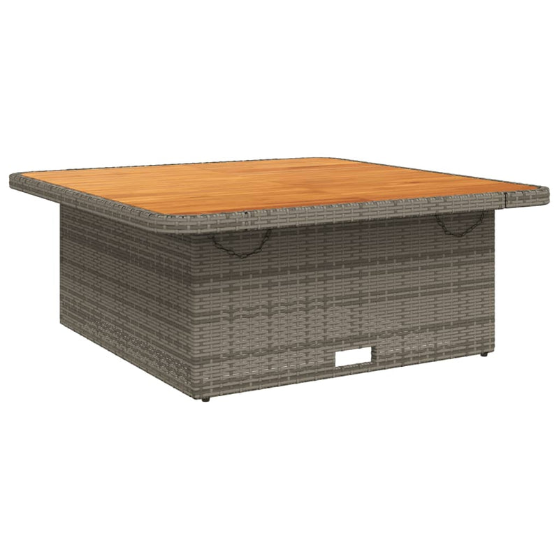 vidaXL Garden Table Grey 110x110x71 cm Poly Rattan and Acacia Wood