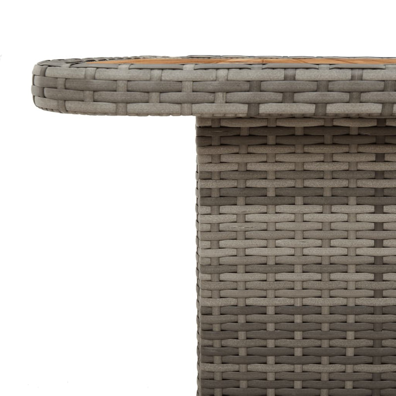 vidaXL Garden Table Grey 110x110x71 cm Poly Rattan and Acacia Wood