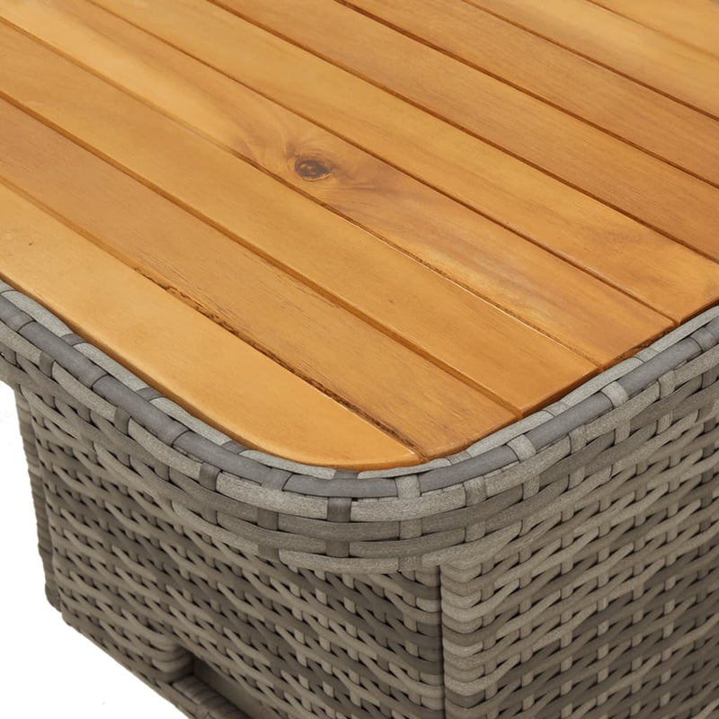 vidaXL Garden Table Grey 110x110x71 cm Poly Rattan and Acacia Wood