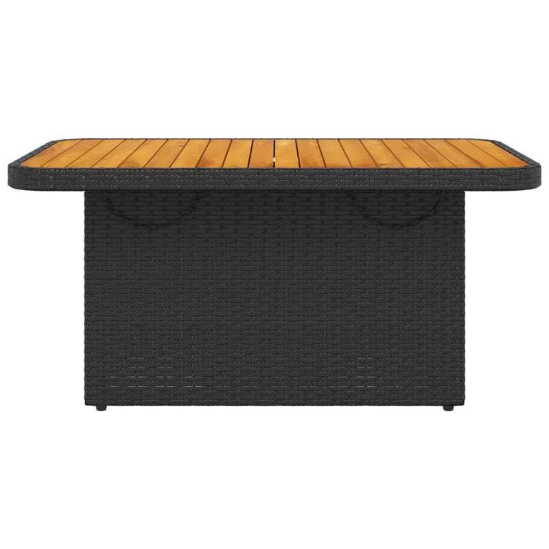 vidaXL Garden Table Black 90x55x71 cm Poly Rattan and Acacia Wood
