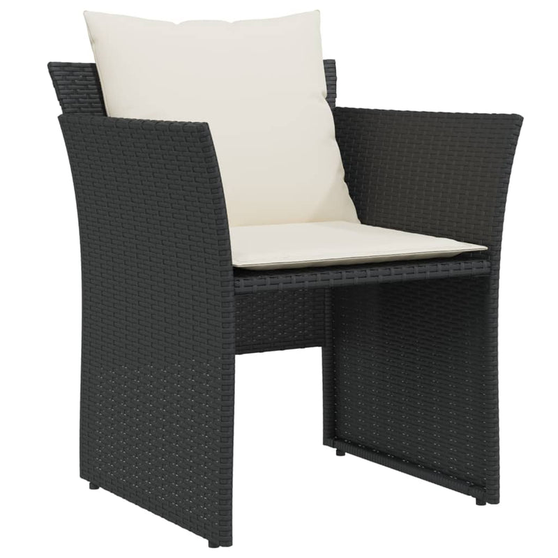 vidaXL Garden Chair with Footstool Black Poly Rattan
