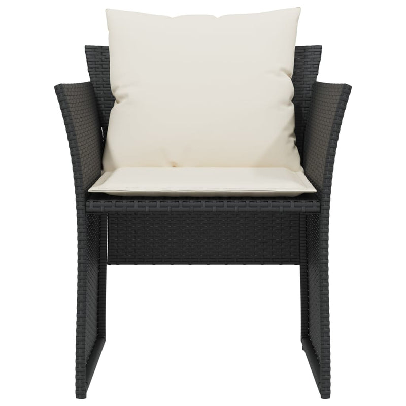 Garden Chair with Footstool Black Poly Rattan