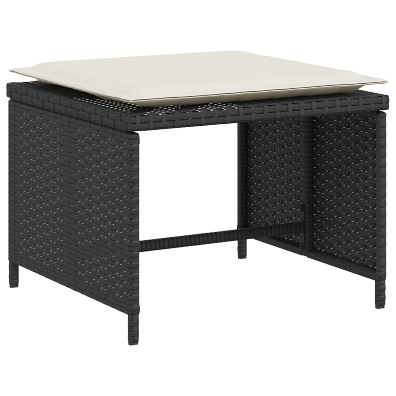 vidaXL Garden Chair with Footstool Black Poly Rattan