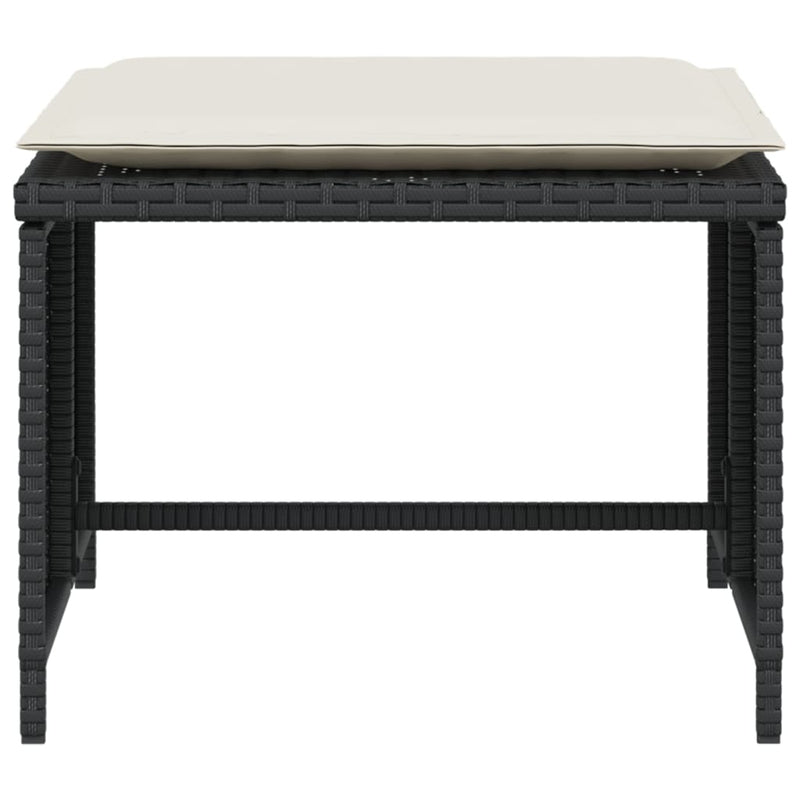 vidaXL Garden Chair with Footstool Black Poly Rattan