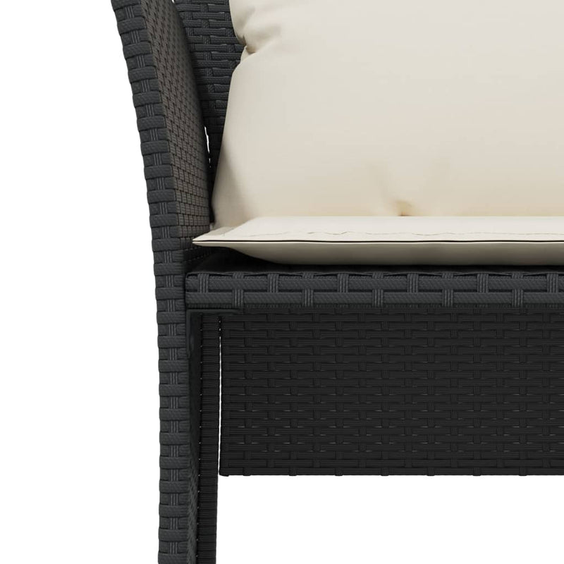 vidaXL Garden Chair with Footstool Black Poly Rattan
