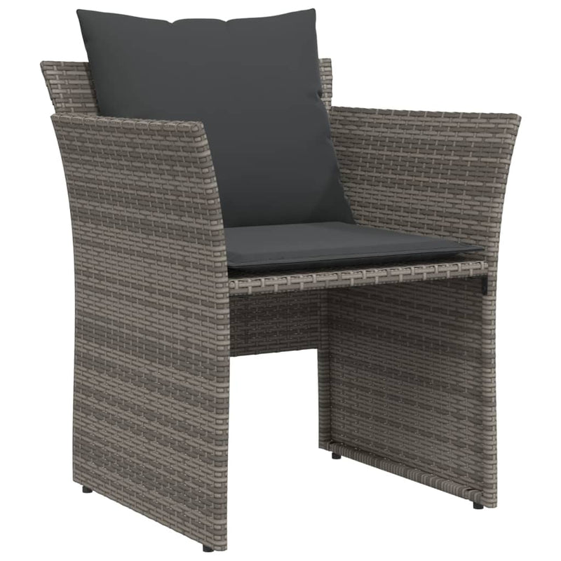 vidaXL Garden Chair with Footstool Grey Poly Rattan