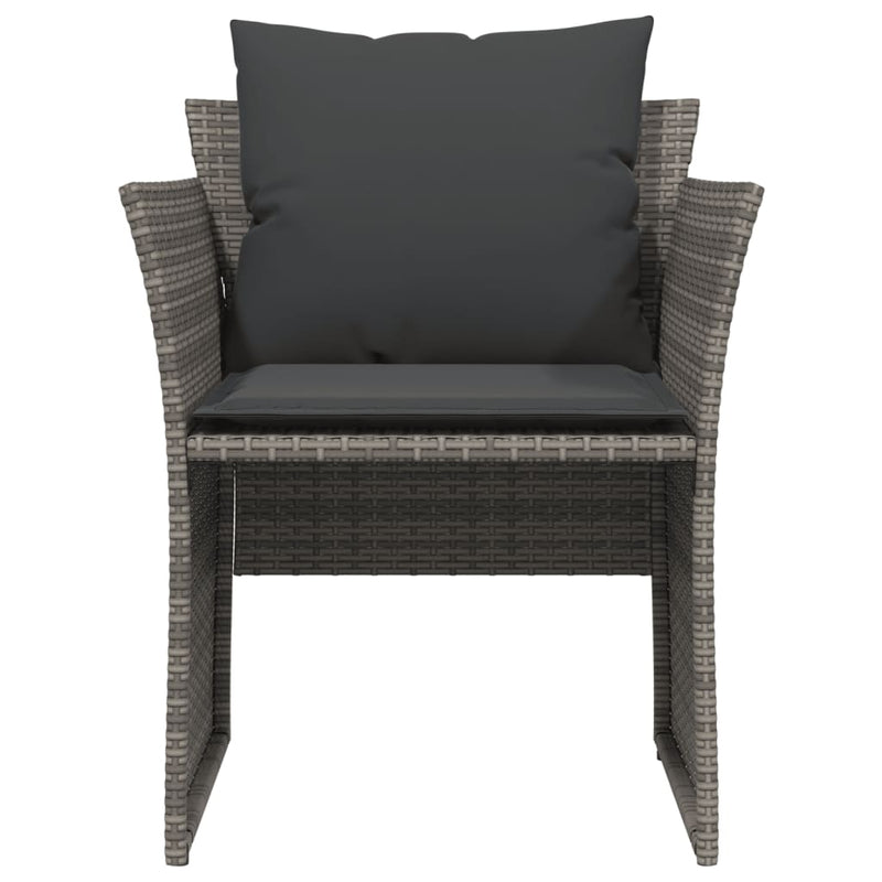 vidaXL Garden Chair with Footstool Grey Poly Rattan