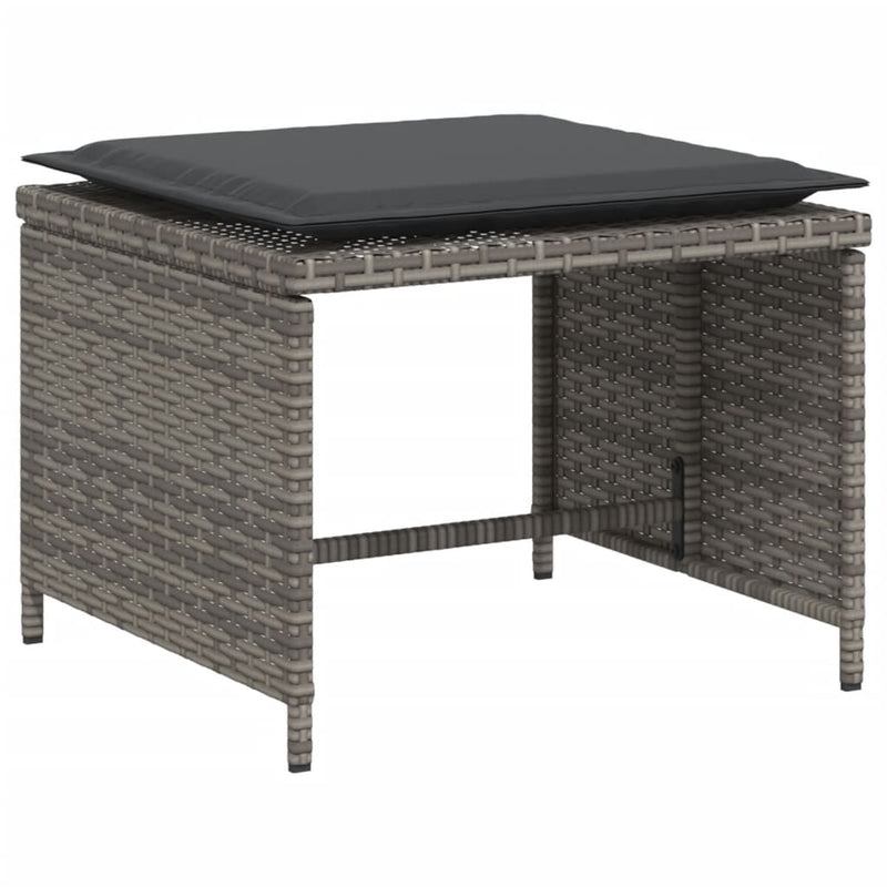 vidaXL Garden Chair with Footstool Grey Poly Rattan