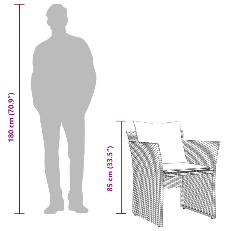 vidaXL Garden Chair with Footstool Grey Poly Rattan