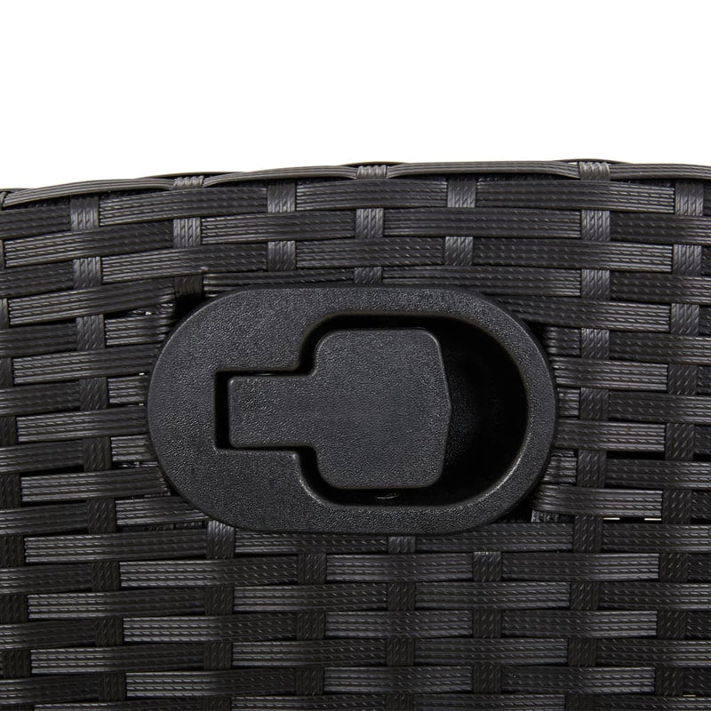 vidaXL Reclining Garden Bench with Cushions Black Poly Rattan