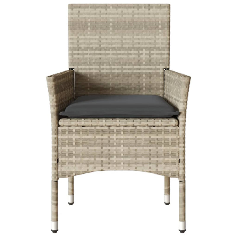 vidaXL Garden Chairs with Cushions 2 pcs Light Grey Poly Rattan