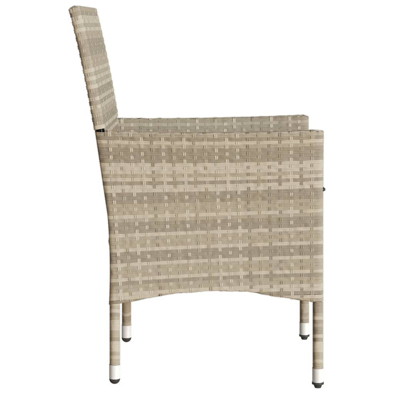 vidaXL Garden Chairs with Cushions 2 pcs Light Grey Poly Rattan