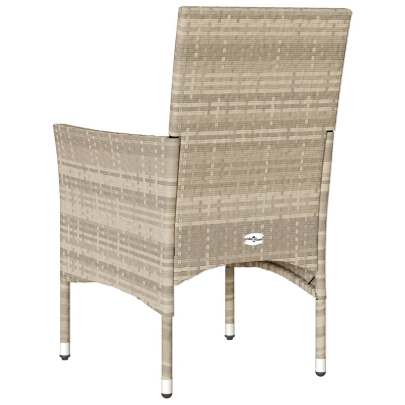 vidaXL Garden Chairs with Cushions 2 pcs Light Grey Poly Rattan