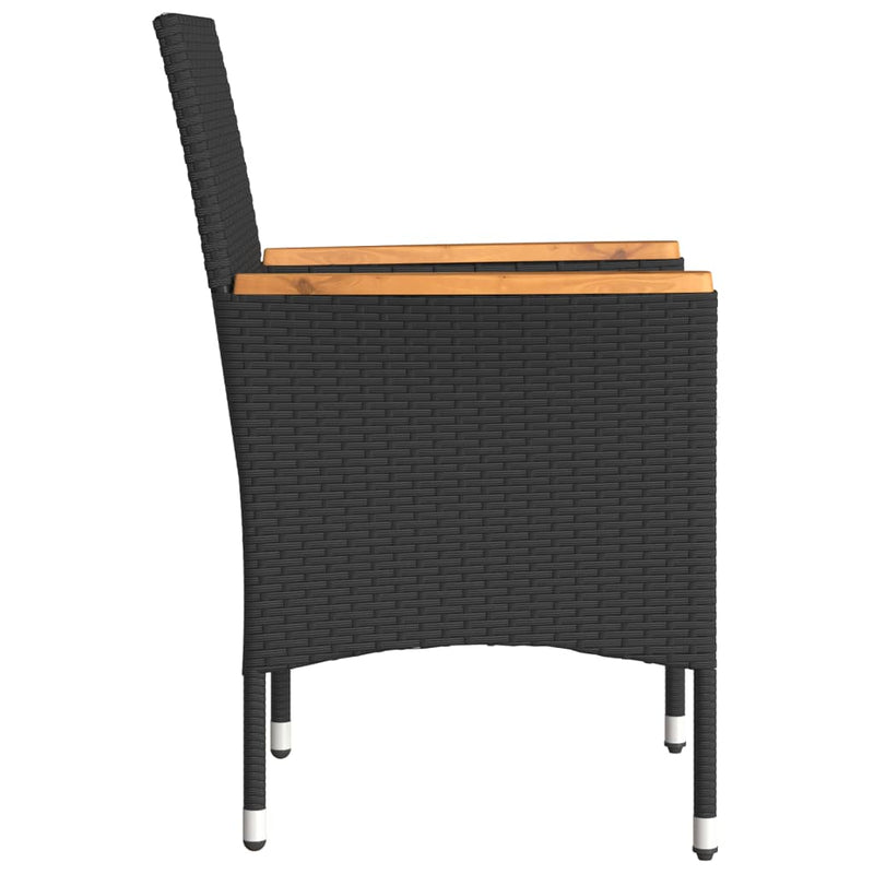 vidaXL Garden Chairs with Cushions 2 pcs Black Poly Rattan
