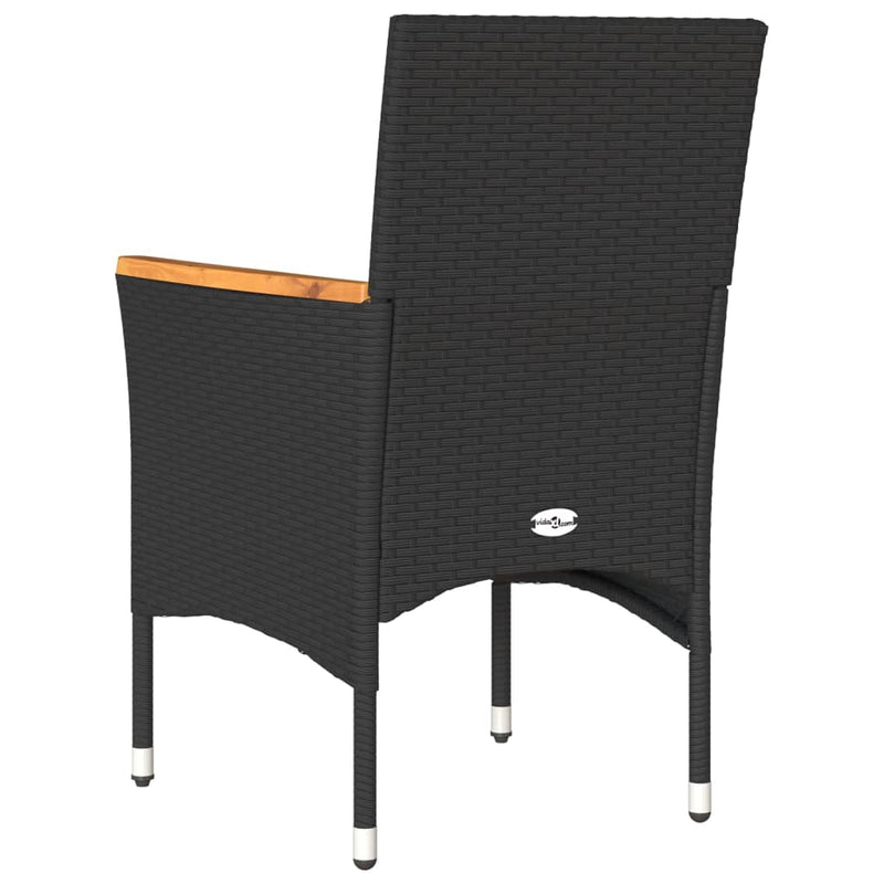 vidaXL Garden Chairs with Cushions 2 pcs Black Poly Rattan