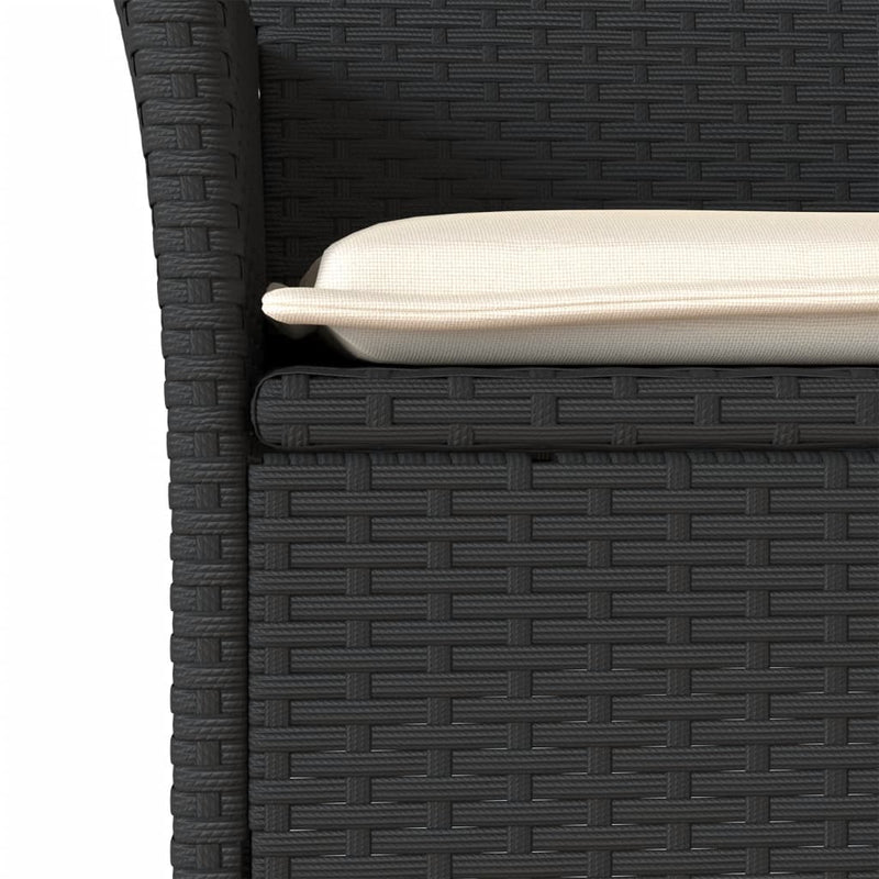 vidaXL Garden Chairs with Cushions 2 pcs Black Poly Rattan