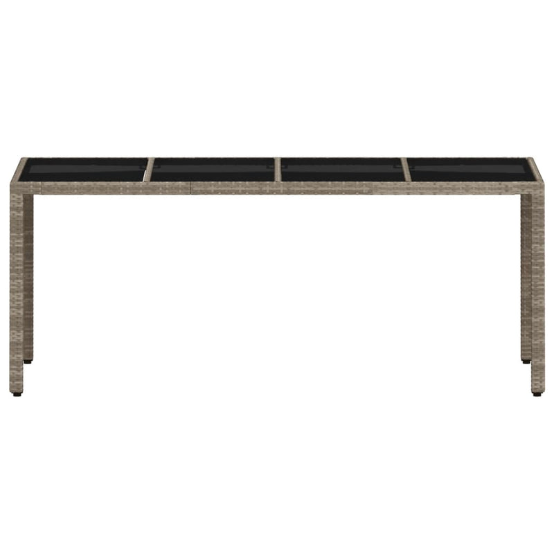 vidaXL Garden Table with Glass Top Light Grey 190x90x75 cm Poly Rattan