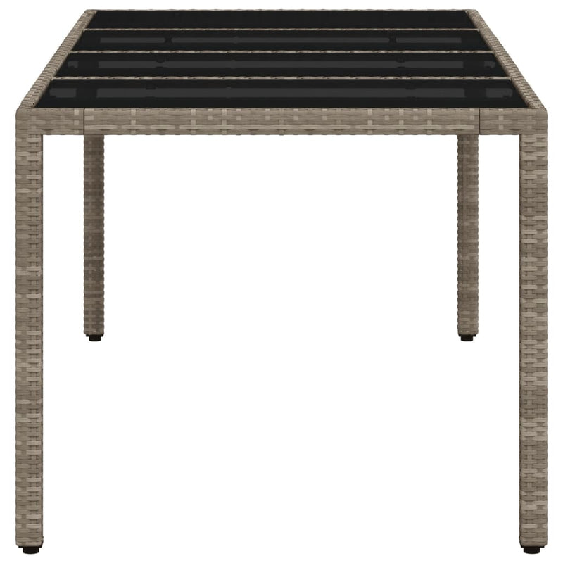 vidaXL Garden Table with Glass Top Light Grey 190x90x75 cm Poly Rattan