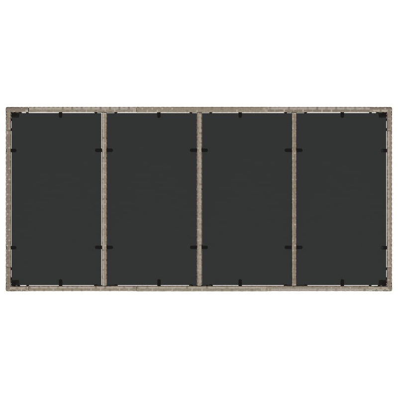 vidaXL Garden Table with Glass Top Light Grey 190x90x75 cm Poly Rattan