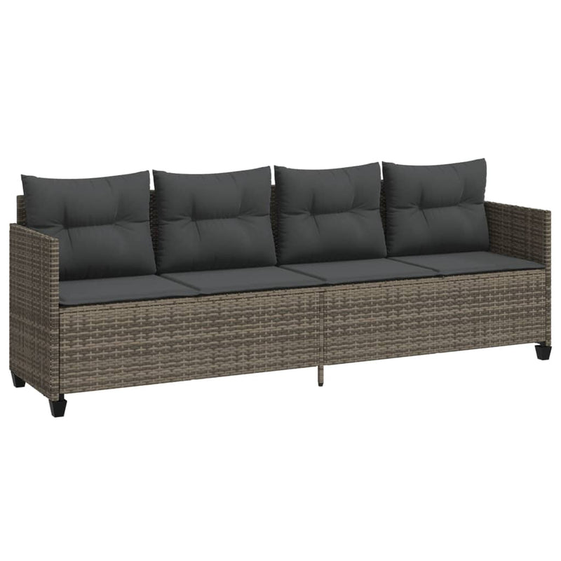 vidaXL Sun Lounger with Cushions Grey Poly Rattan