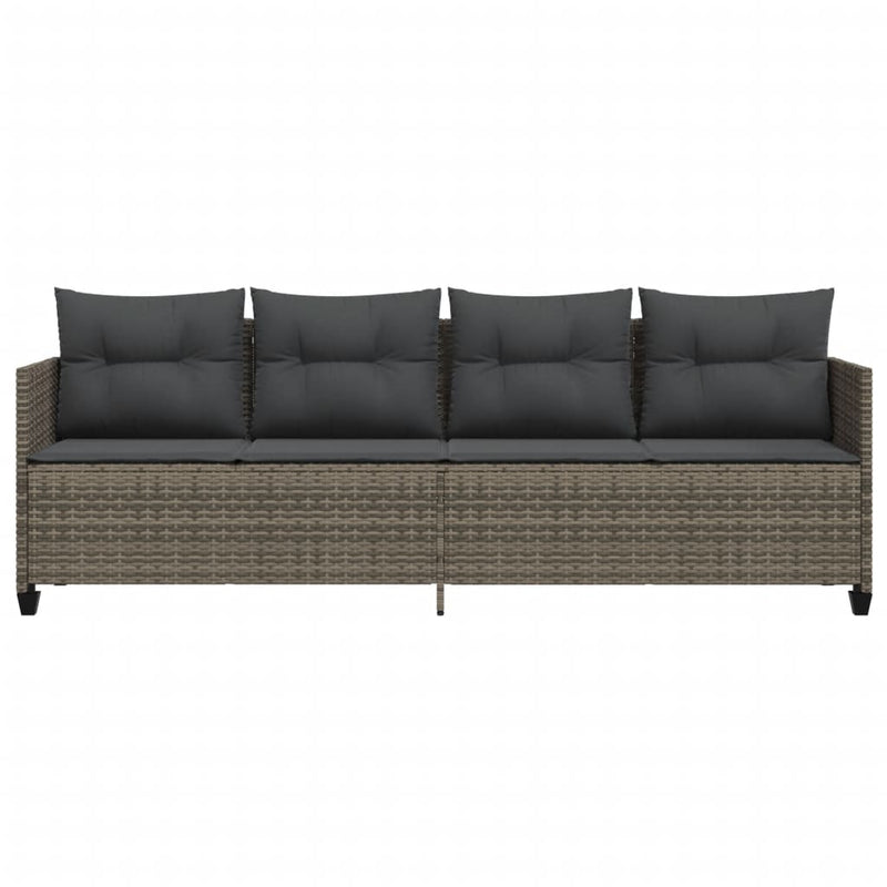 vidaXL Sun Lounger with Cushions Grey Poly Rattan