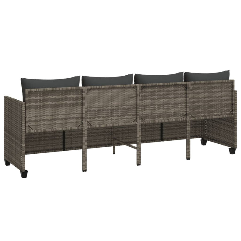 vidaXL Sun Lounger with Cushions Grey Poly Rattan