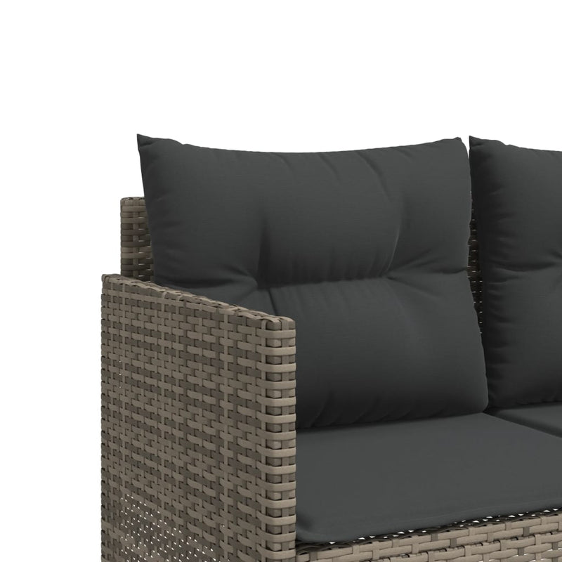 vidaXL Sun Lounger with Cushions Grey Poly Rattan