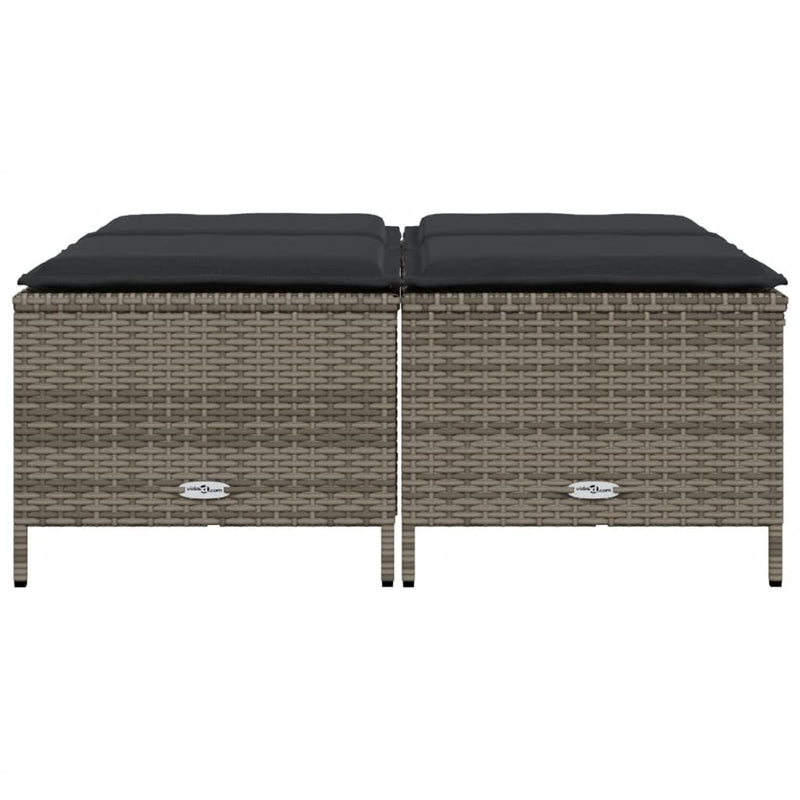 vidaXL Garden Stools with Cushions 4 pcs Grey Poly Rattan