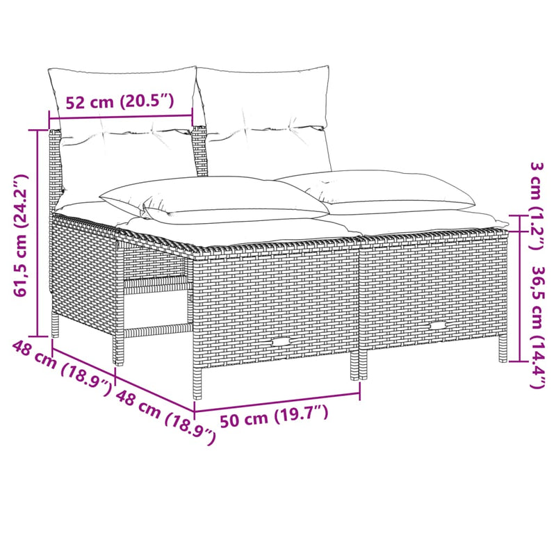 vidaXL 4 Piece Garden Sofa Set with Cushions Grey Poly Rattan
