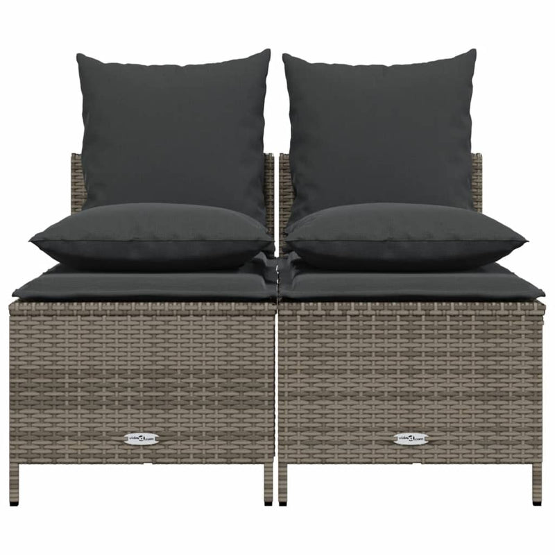 vidaXL 4 Piece Garden Sofa Set with Cushions Grey Poly Rattan