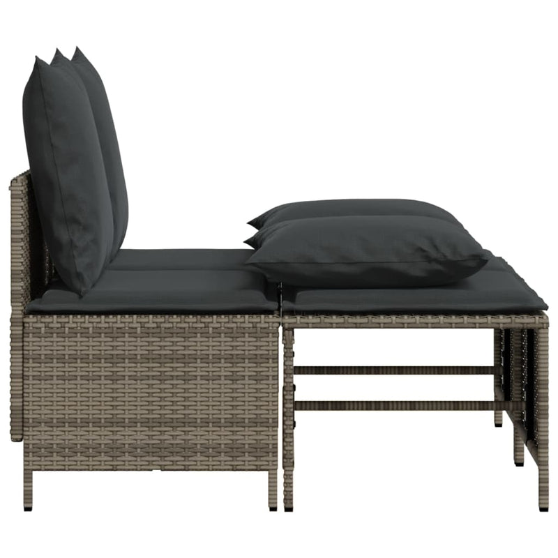 vidaXL 4 Piece Garden Sofa Set with Cushions Grey Poly Rattan