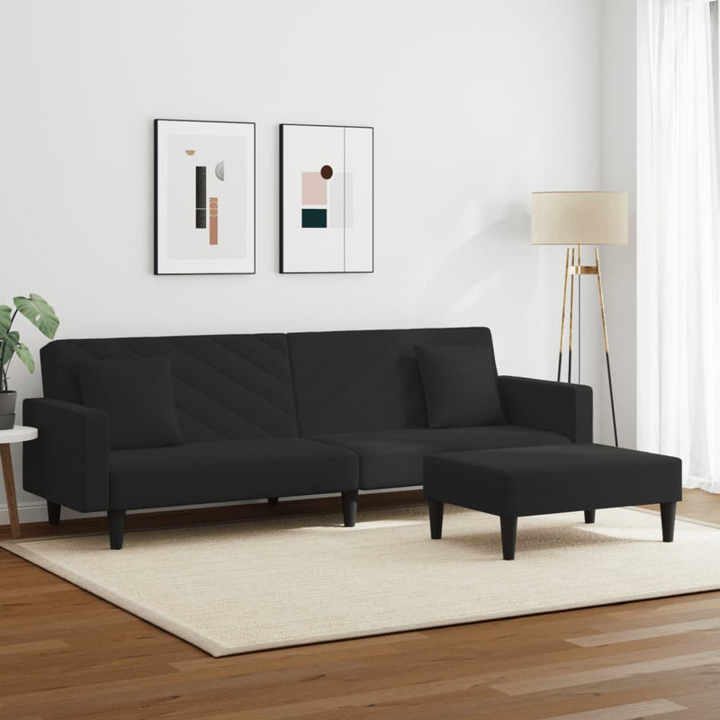 2 Piece Sofa Set with Pillows Black Velvet