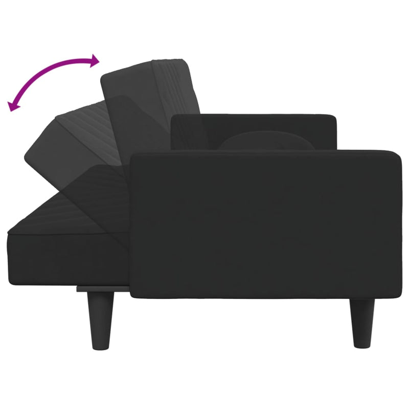 2 Piece Sofa Set with Pillows Black Velvet