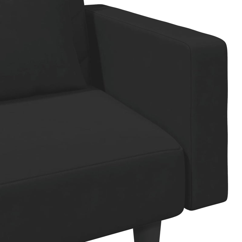 2 Piece Sofa Set with Pillows Black Velvet