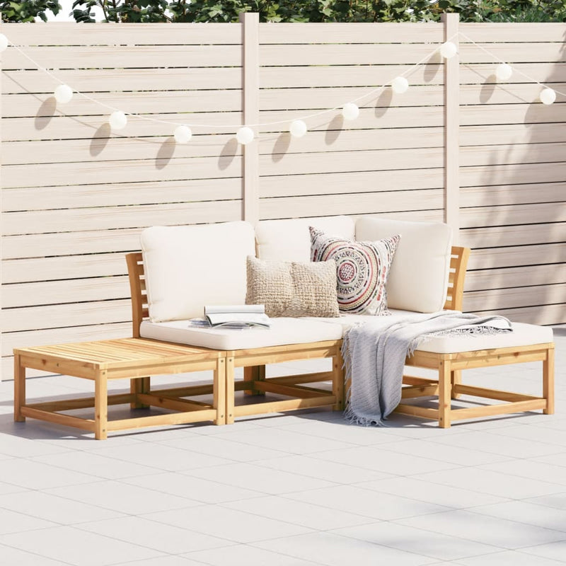 vidaXL 4 Piece Garden Lounge Set with Cushions Solid Wood Acacia