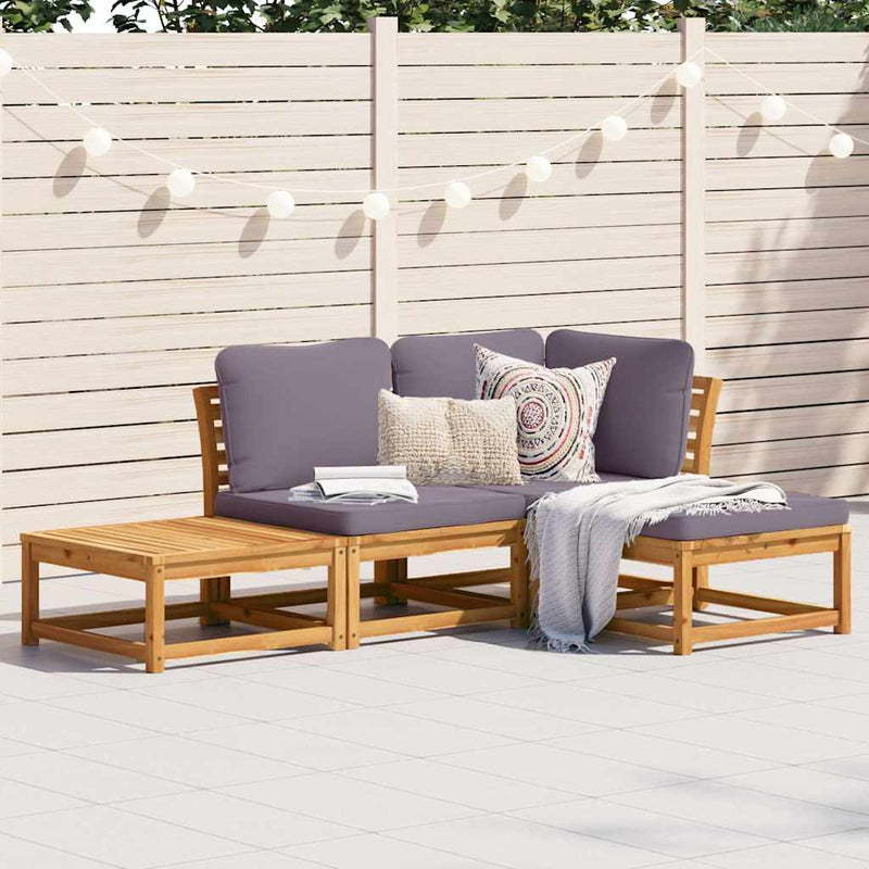 vidaXL 4 Piece Garden Lounge Set with Cushions Solid Wood Acacia