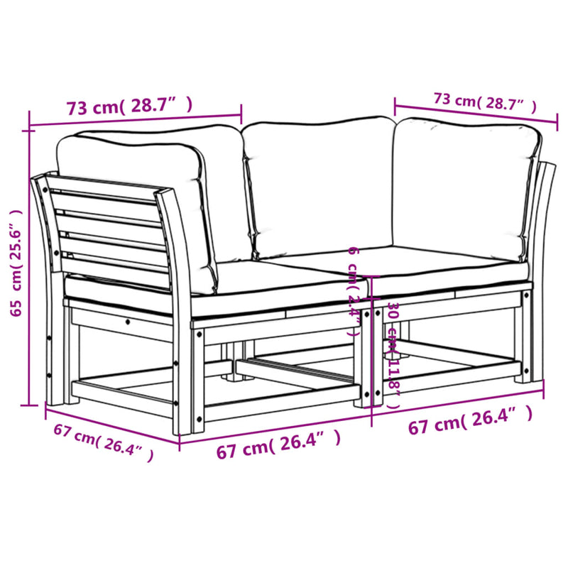 Garden Sofa with Cushions 2-Seater Solid Wood Acacia