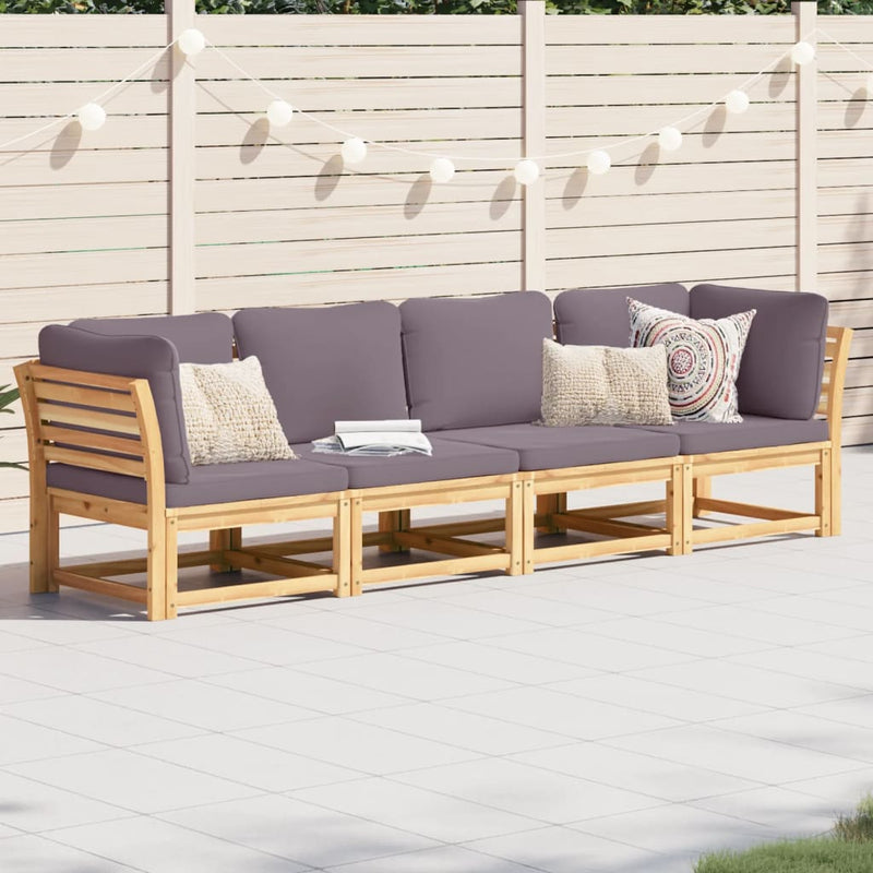 vidaXL 4 Piece Garden Lounge Set with Cushions Solid Wood Acacia