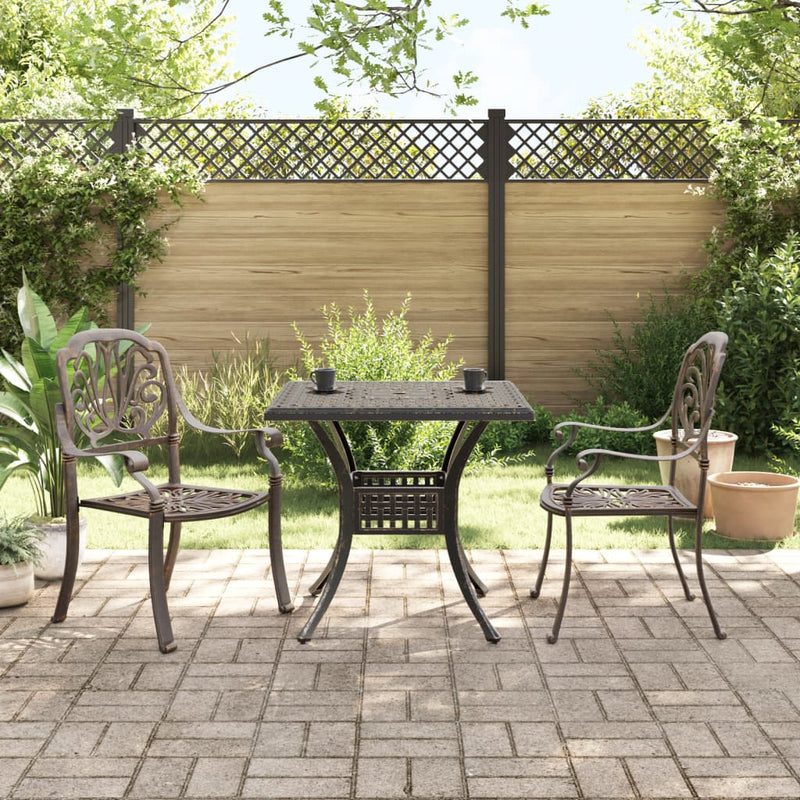 vidaXL 3 Piece Bistro Set Bronze Cast Aluminium