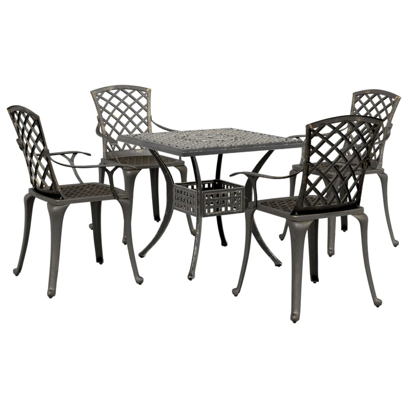 vidaXL 5 Piece Garden Dining Set Bronze Cast Aluminium