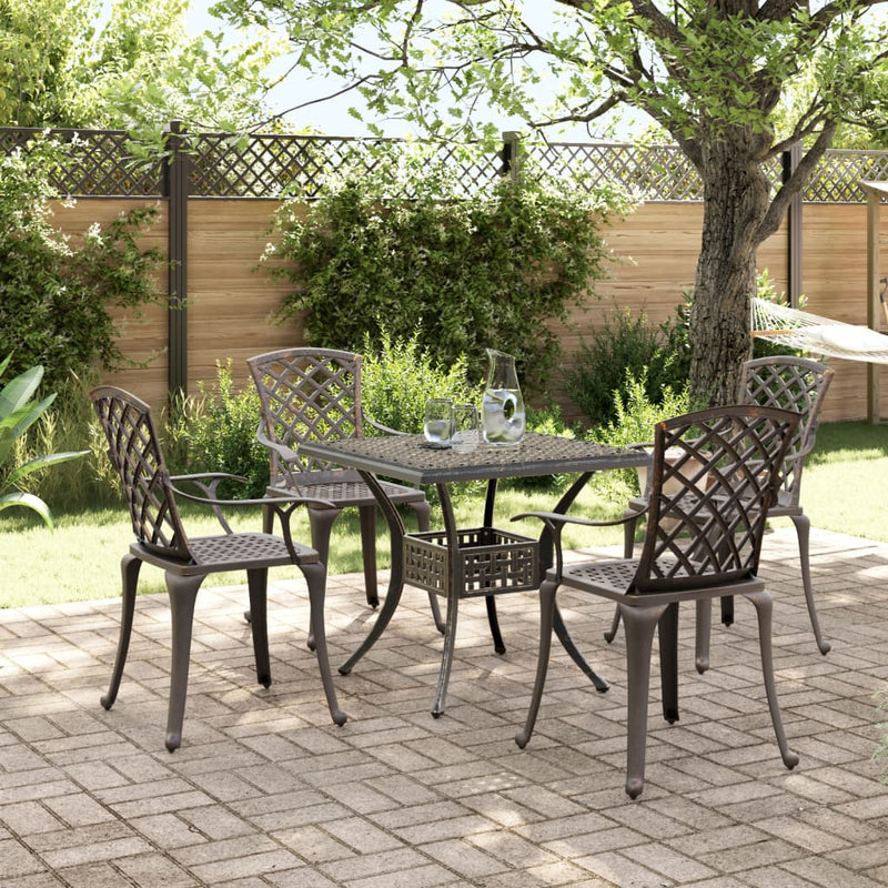 vidaXL 5 Piece Garden Dining Set Bronze Cast Aluminium