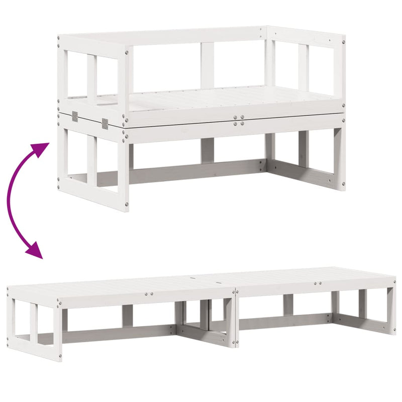 vidaXL Garden Sofa Bench Extendable White Solid Wood Pine
